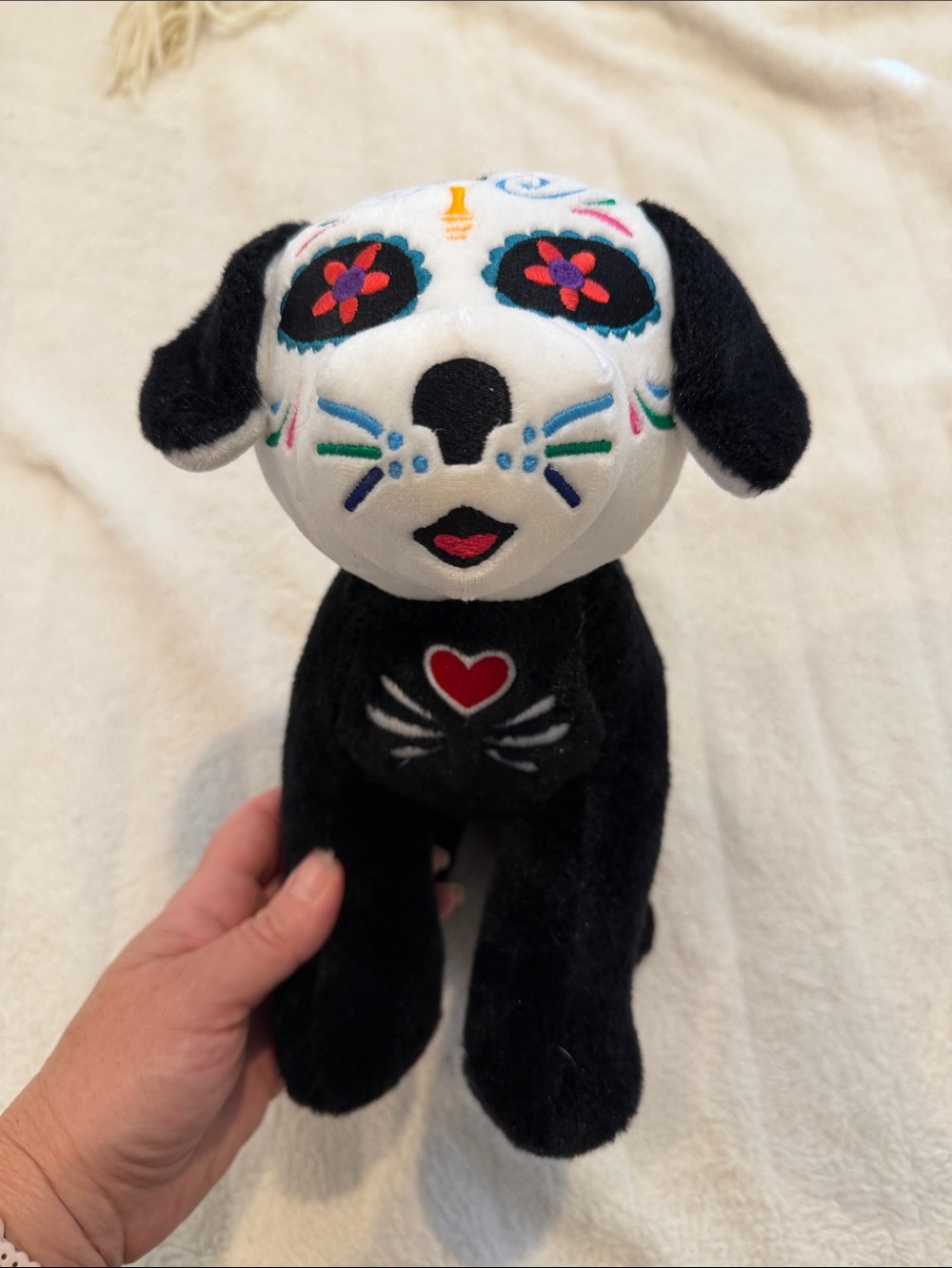 Plush Day of the Dead Style Black & White Dog Toy - Brand Unknown